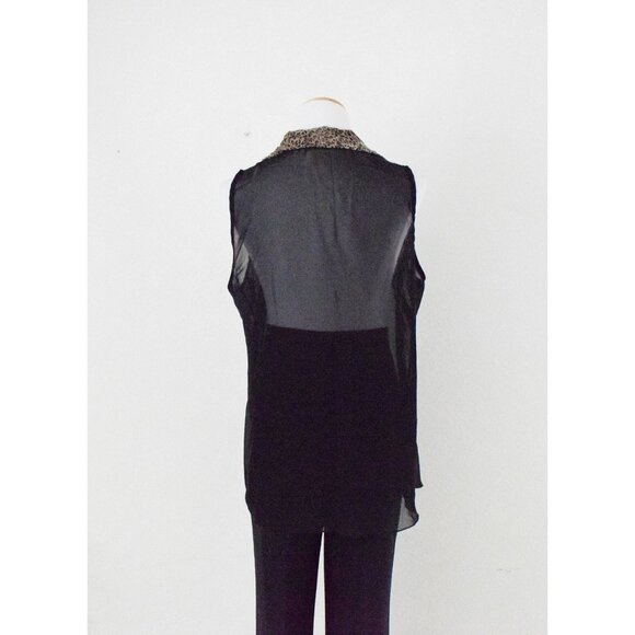 Vintage 80s Black Sheer Blouse size XL - Picture 5 of 9